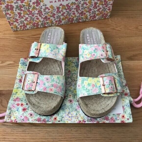 LoveShackFancy x Manebi Nordic Suede Sandals in Rainbow Skies - Picture 5 of 5